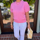 Genevieve Crochet Sweater - Bubble Gum