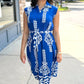 Rita Fleur De Lis Belted Dress - Royal