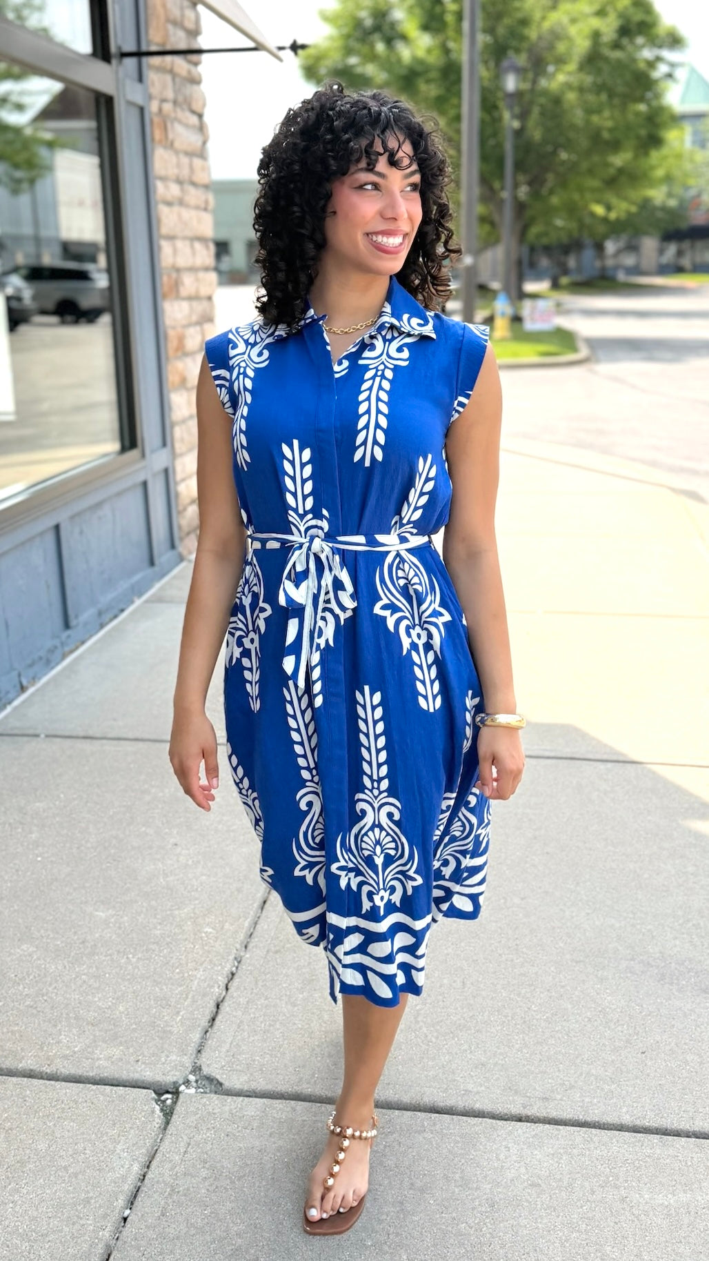 Rita Fleur De Lis Belted Dress - Royal