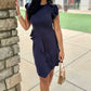 Samantha Flutter Sleeve Knit Dress - Navy