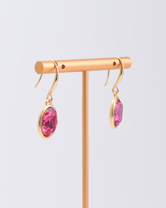 Rose Oval Crystal Earrings