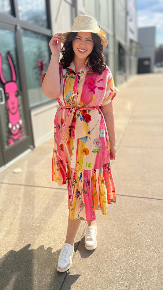 Just Bellina Fruits And Florals Midi Dress
