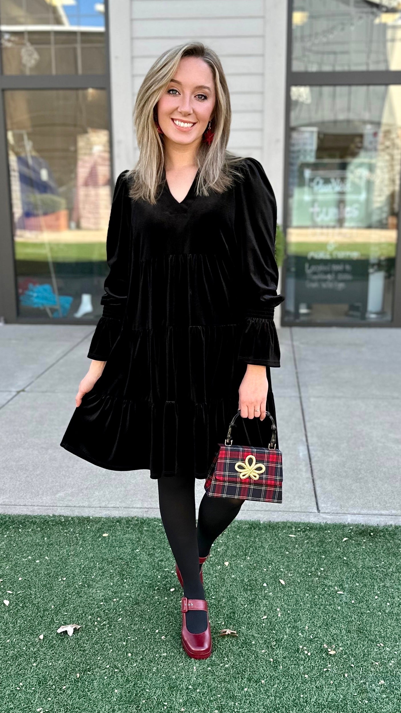 Jude Connally Tammi Velvet Tiered Dress - Black
