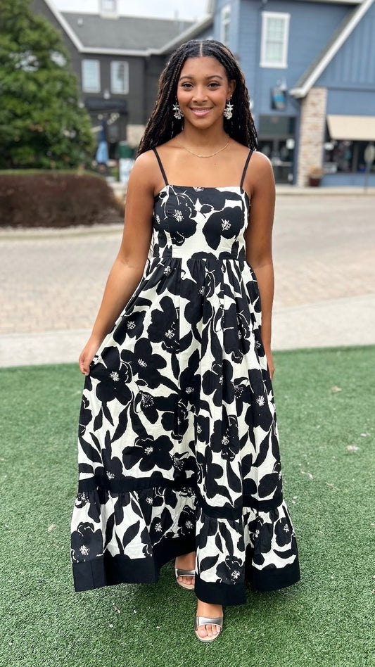 Jennifer Floral Maxi Dress - Black