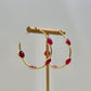 Gold & Magenta Crystal Hoop Earrings