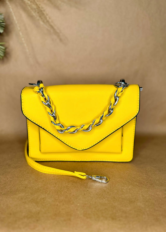 Eclectic Yellow Structured Handbag