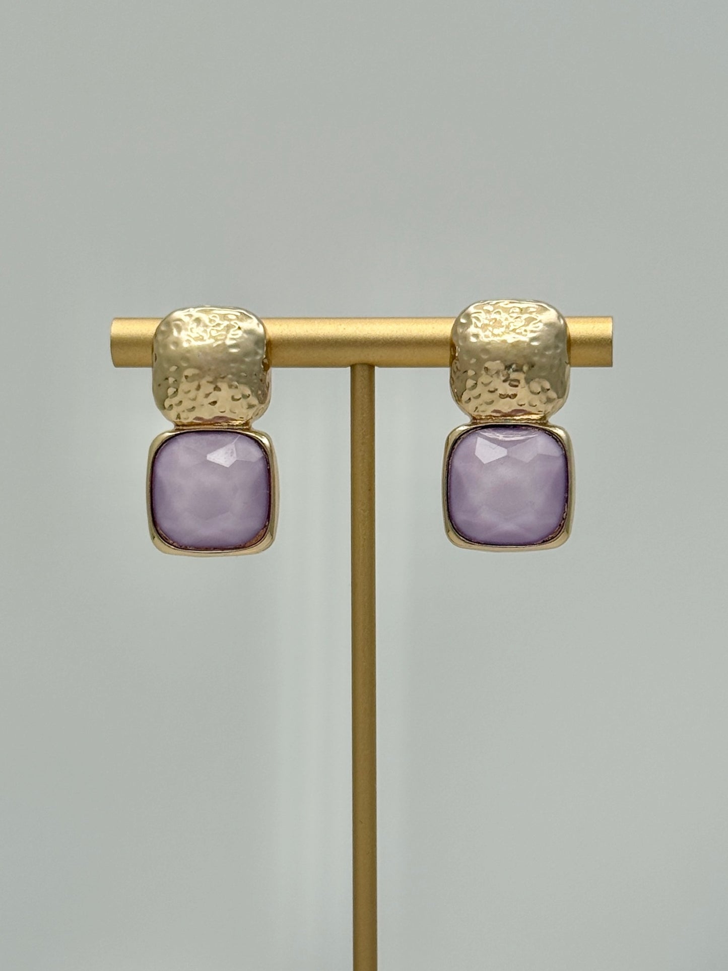 Bold Stone and Gold Earring - Violet