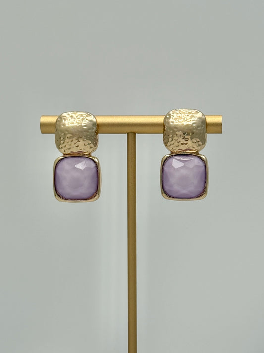 Bold Stone and Gold Earring - Violet