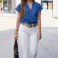 Rebecca Denim Ruffle Sleeve Top