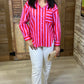 Louise Button Up Top - Red/Pink