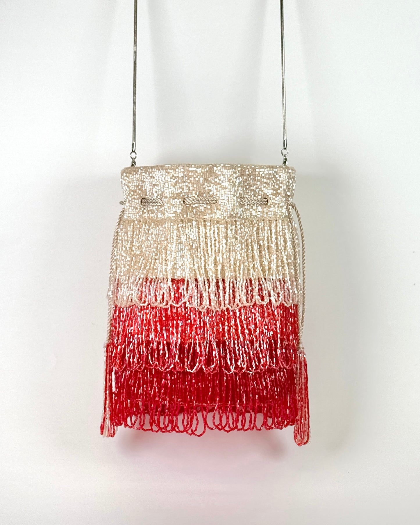 Red/Pink Beaded Ombre Bag