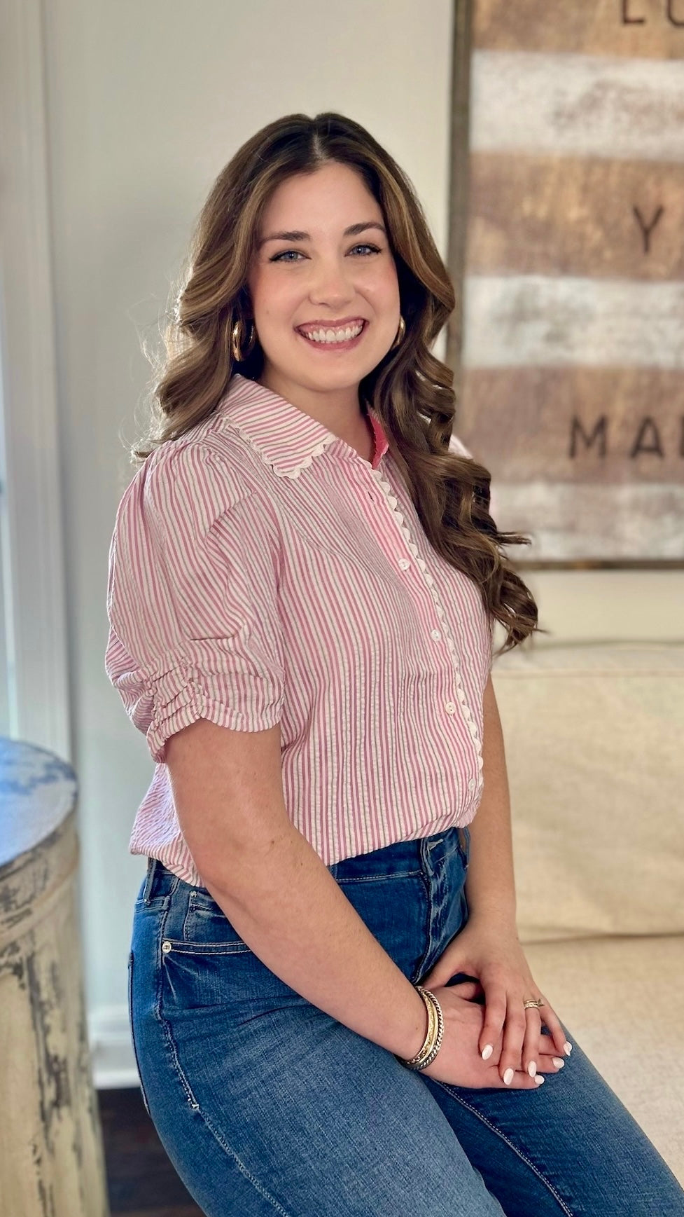 Rylee Textured Blouse - Blush