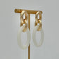 Gold & Acrylic Oval Earrings - Ivory