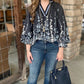 Maddie Floral Long Sleeve Top - Black