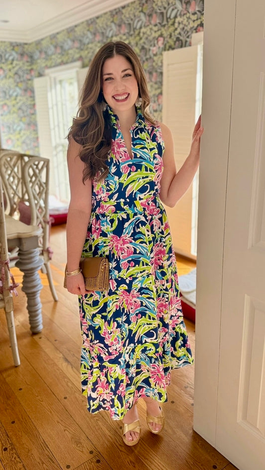 Tabi Floral Midi Dress - Navy