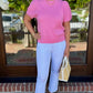 Genevieve Crochet Sweater - Bubble Gum