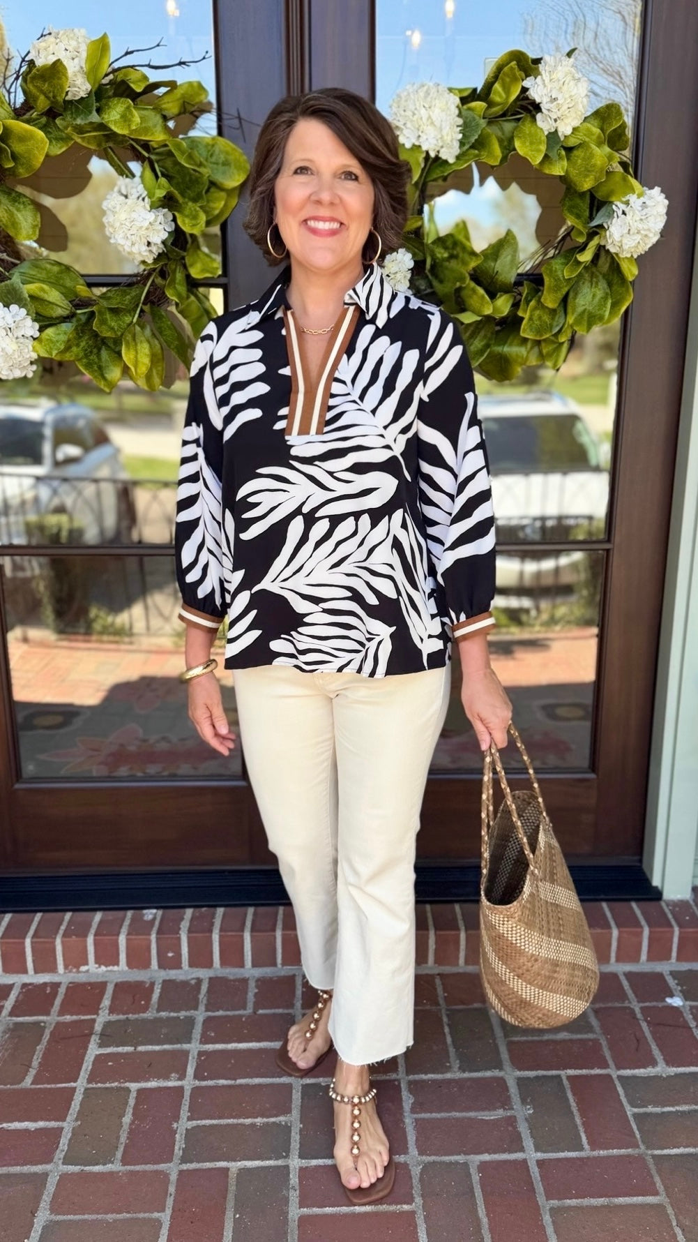 Megan Palm Tree Top - Black