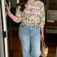 Flower Pops Blouse - Pink and Green