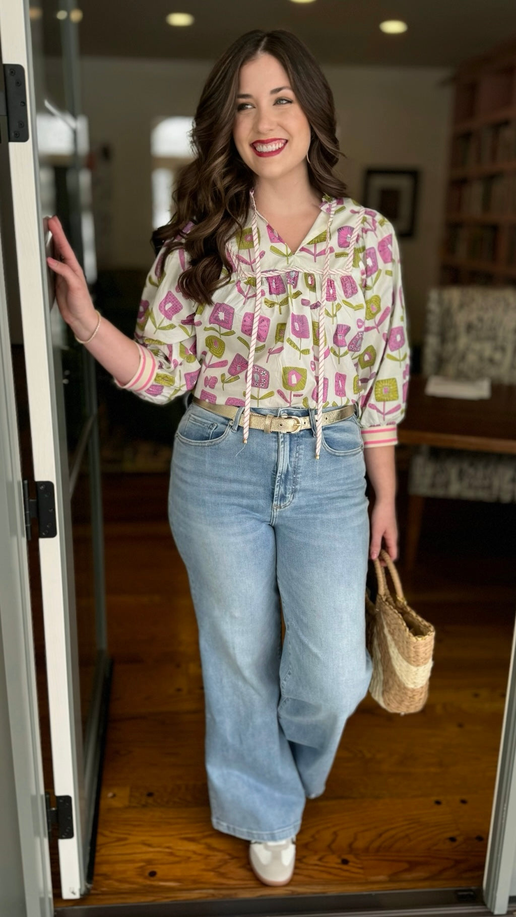 Flower Pops Blouse - Pink and Green