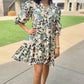 Laura Dress - Ecru/Navy