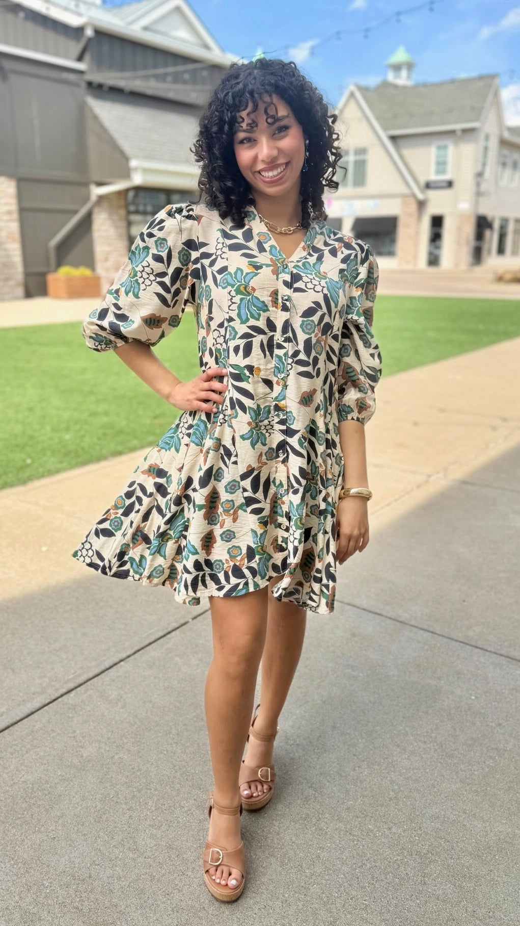Laura Dress - Ecru/Navy