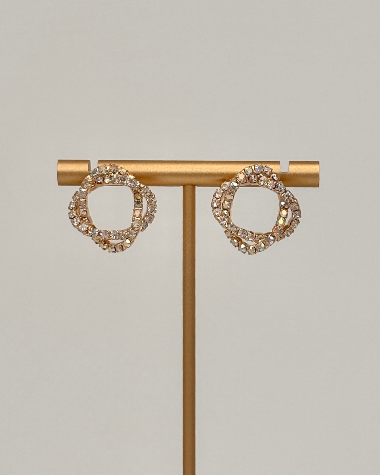 Gold Crystal Knot Stud Earrings