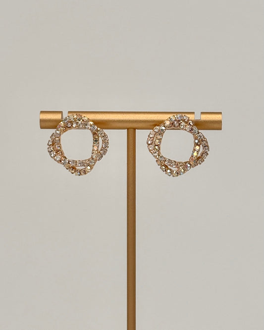 Gold Crystal Knot Stud Earrings