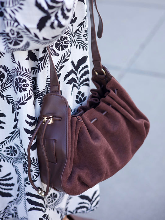 Cinch Bag - Chocolate Suede