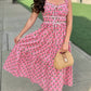Fabulous Florals Midi Dress - Pink