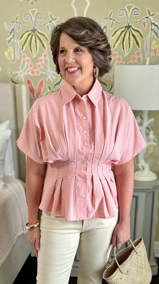 Becca Searsucker Top - Coral