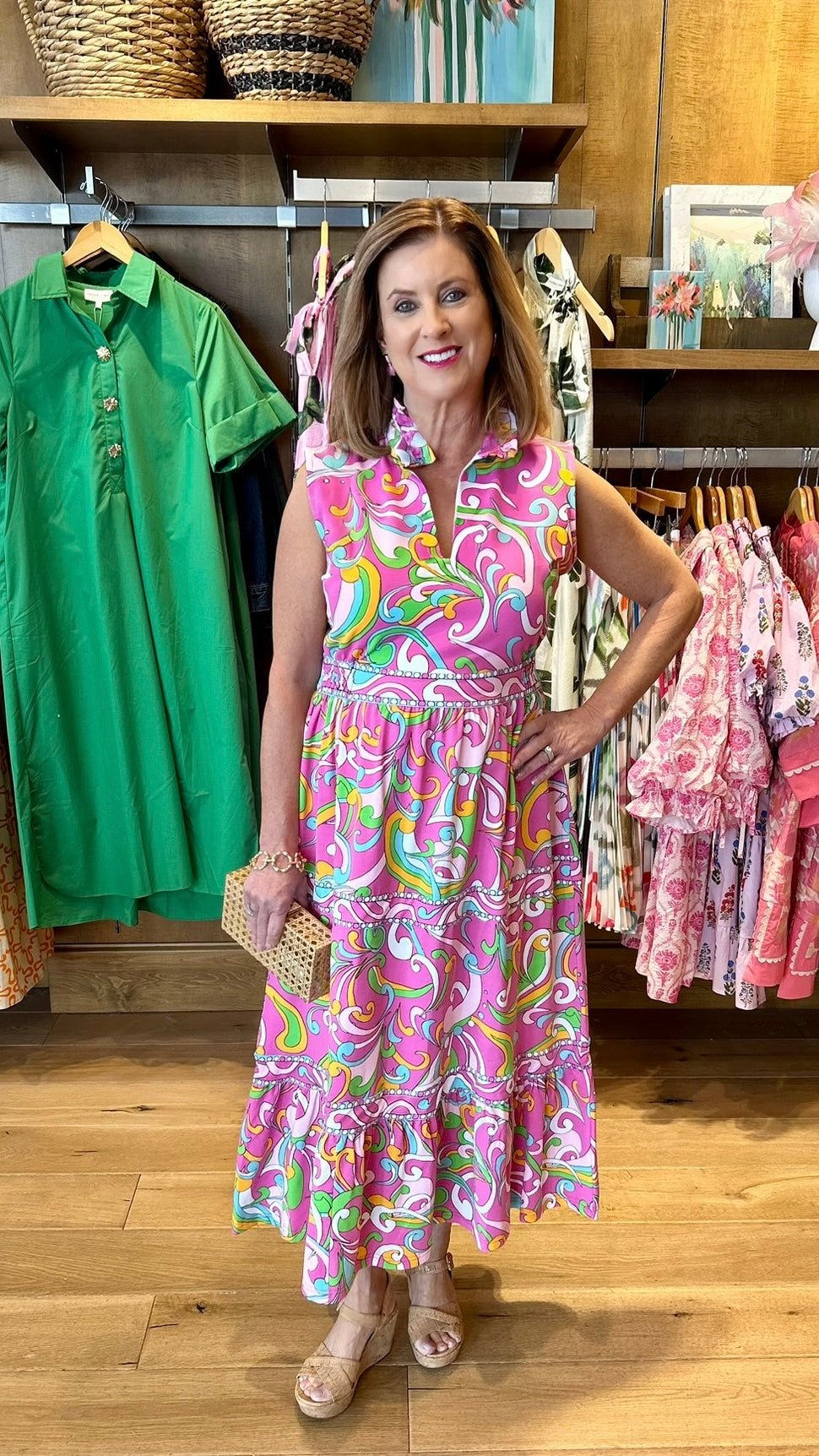 Tabi Midi Dress - Pink Multi