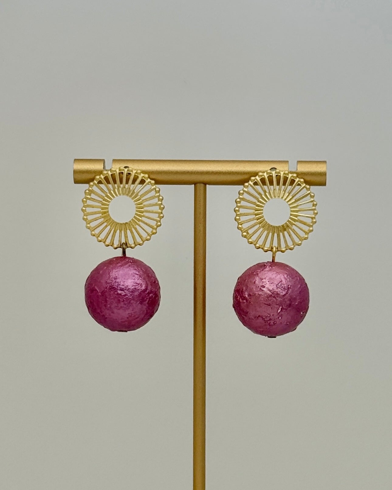 Fuchsia Ball Earrings