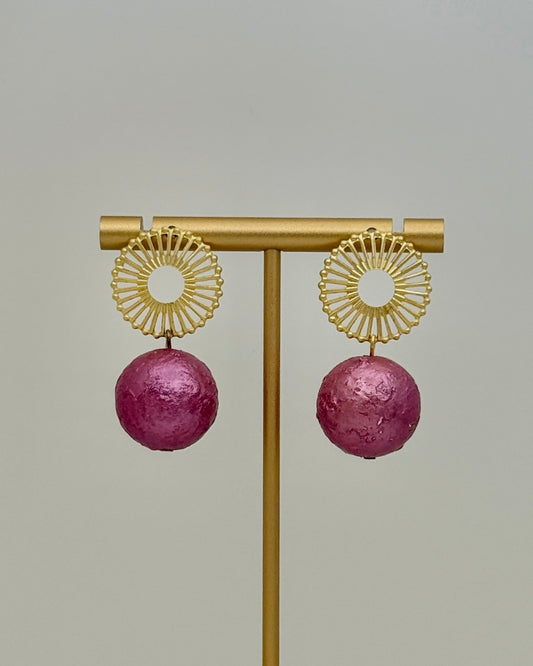 Fuchsia Ball Earrings