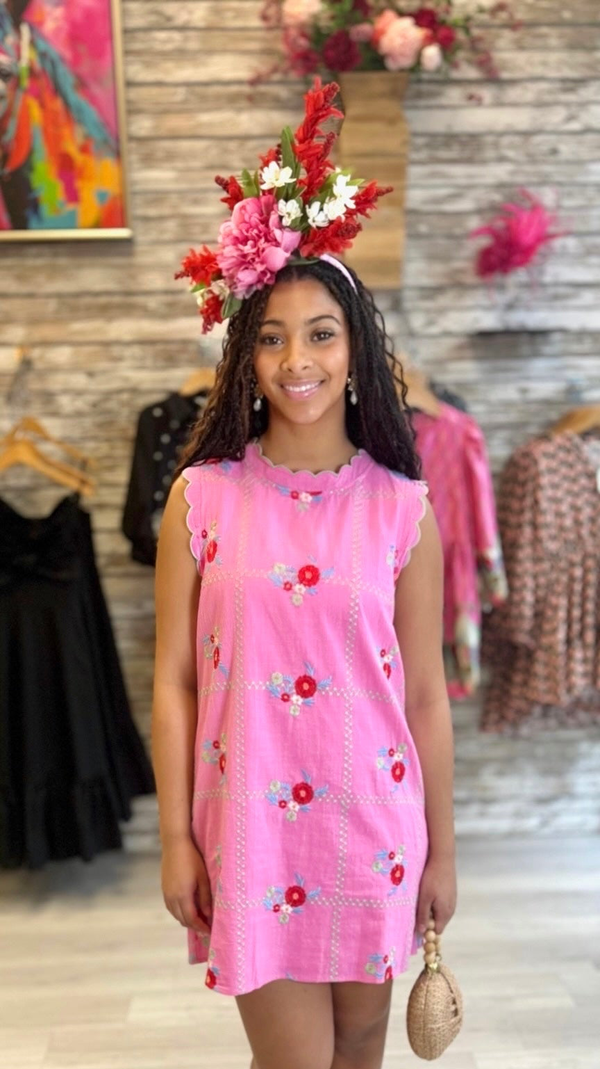 Lori Embroidered Dress - Pink