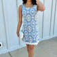 Cassie Floral Crochet Overlay Dress - Blue