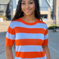 Kaylie Stripe Sweater - Orange/Lavender