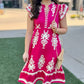 Ruffle Sleeve Midi Dress - Fuchsia