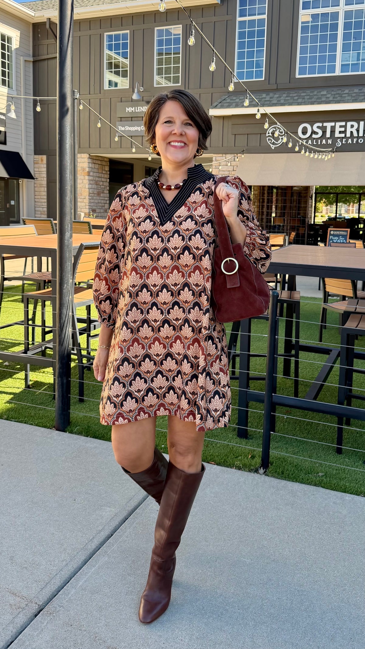 Black & Tan Print Dress
