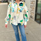 Ivory Abstract Floral Button Blouse