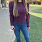 Another Love Vivian Puff Sleeve Top - Plum