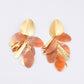 Hammered Gold/Stone Earrings - Brown