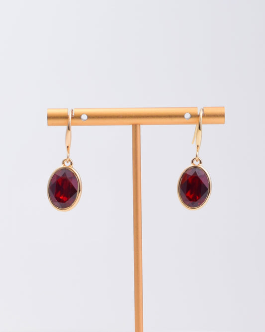 Red Oval Crystal Earrings
