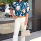 Emily Ruffle Floral Blouse - Teal
