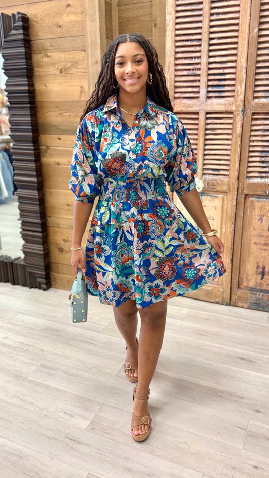 Uncle Frank Pintucked Dress - Blue