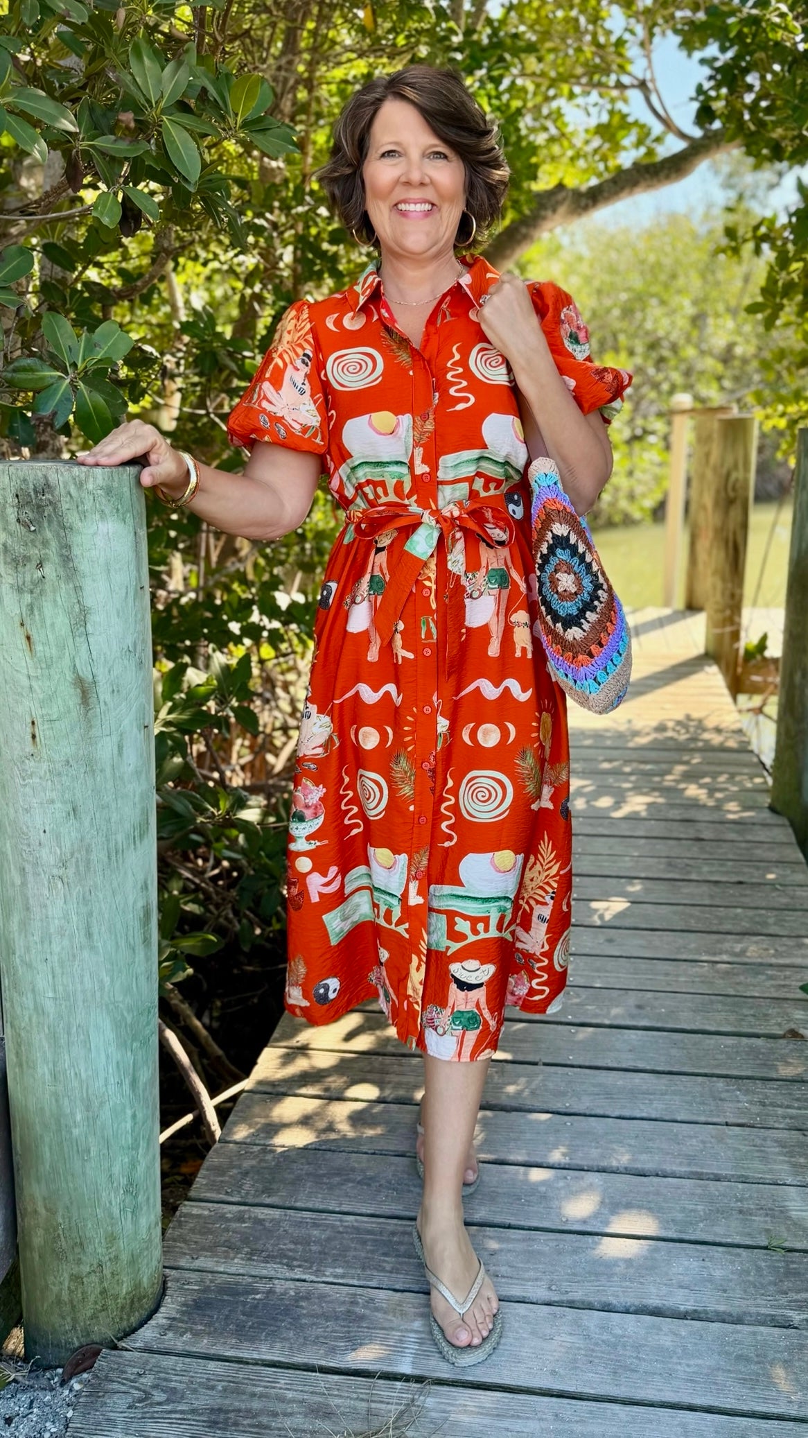 Maya Beach Belted Dress - Orange