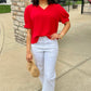 Tilly Collared Top - Red