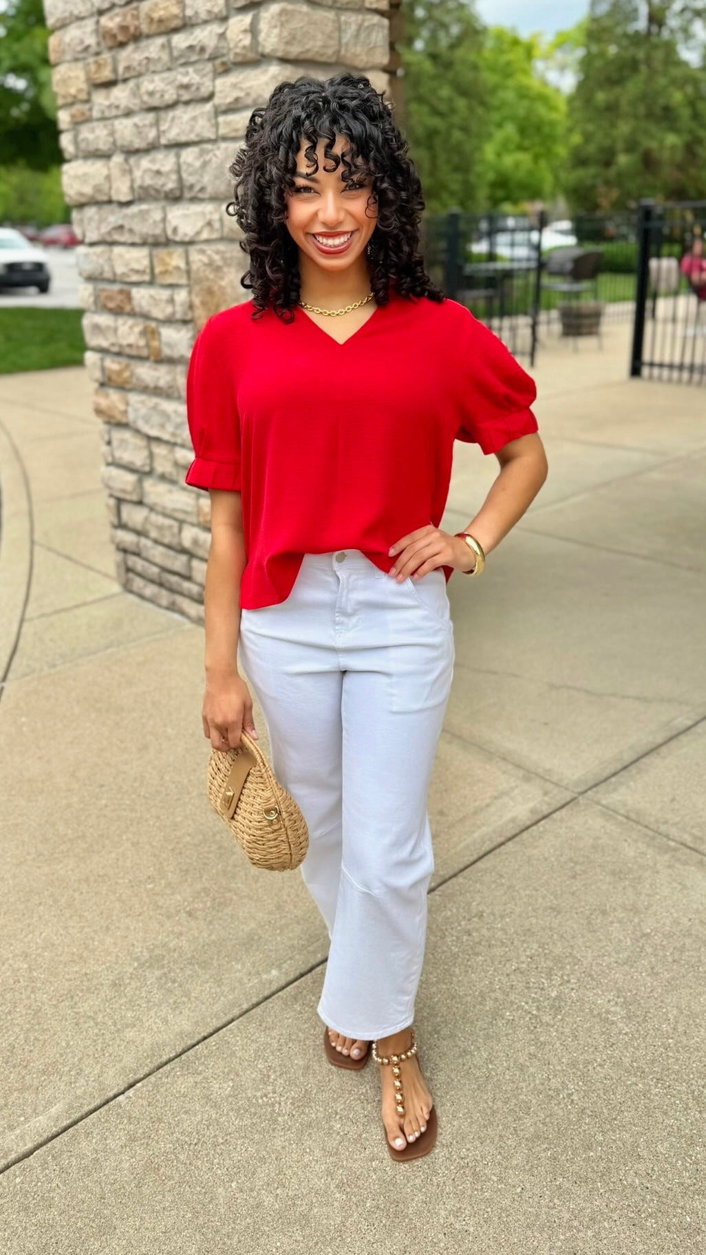 Tilly Collared Top - Red