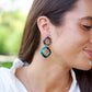 Teardrop Frame Drop Earrings - Emerald