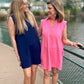 Lilian Ribbed Collard Dress - Pink