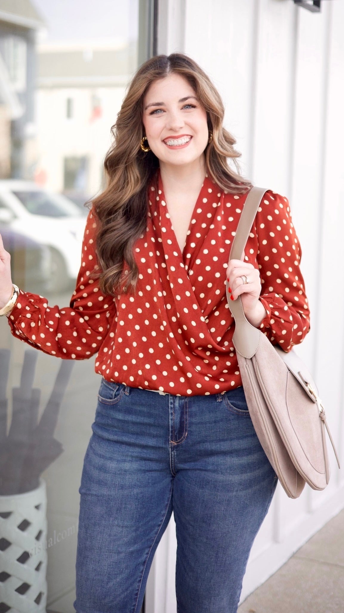 Penny Polka Dot Blouse - Cognac